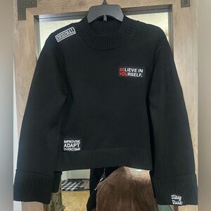Black Sweater with Motivational Patches